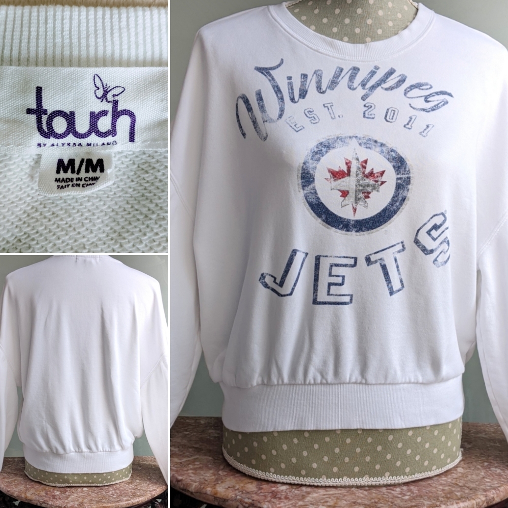 TOUCH Alyssa Milano Winnipeg Jets Crop Sweatshirt